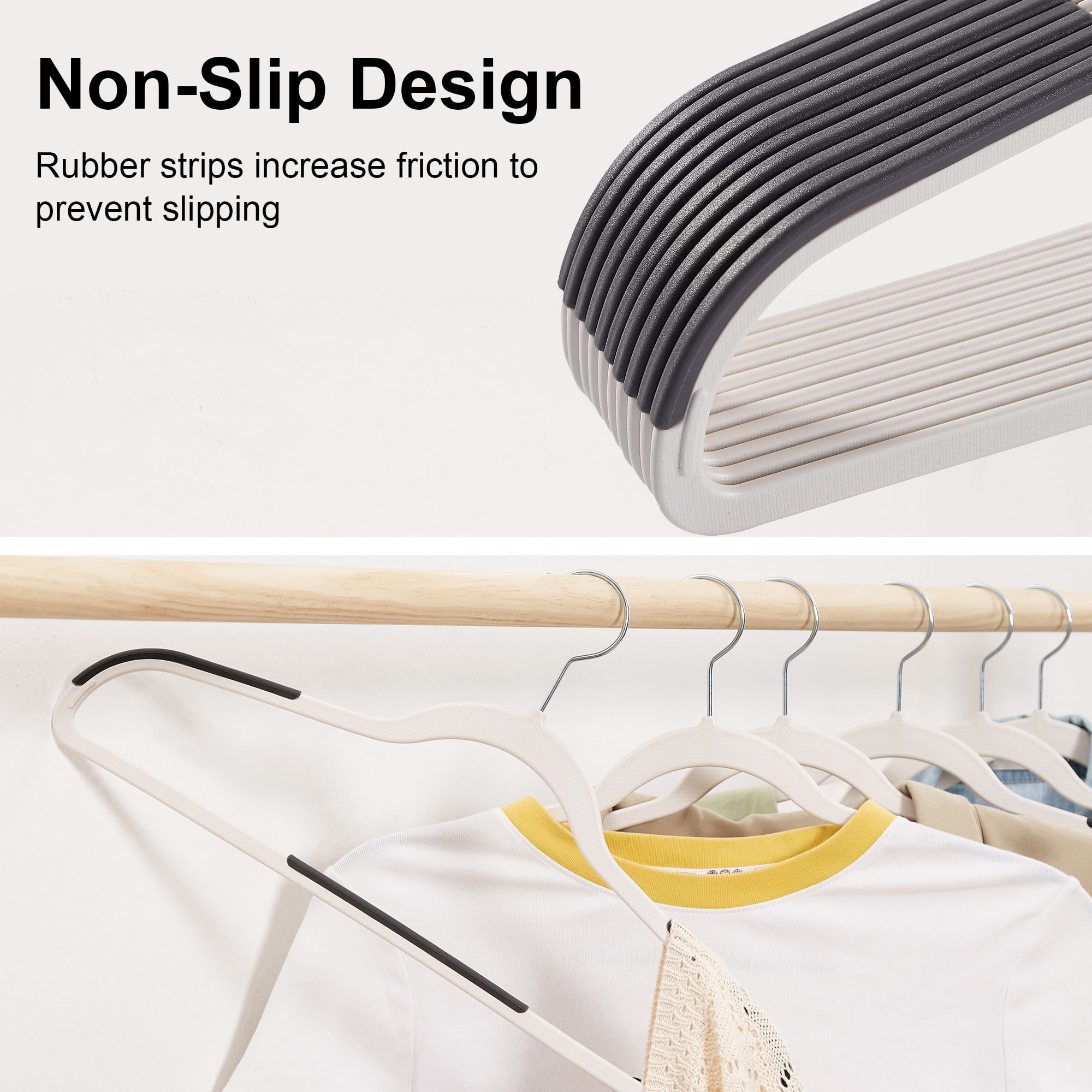 VECELO 50 Pack Heavy Duty Plastic Hangers, 360º Swivel Hook Coat Hangers, Non-Slip, Space-Saving, Light Gray