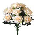 thumbnail image 2 of Billuyoard Ramo de rosas artificiales de 12 cabezas, flor de simulación, decoración falsa para fiesta de boda, rosa Flores artificiales champán, 2 of 6