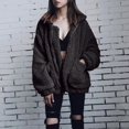 thumbnail image 3 of Ladies Loose Plush Long Sleeve Zipper Pullover Pocket Color Sweater Coat, 3 of 6