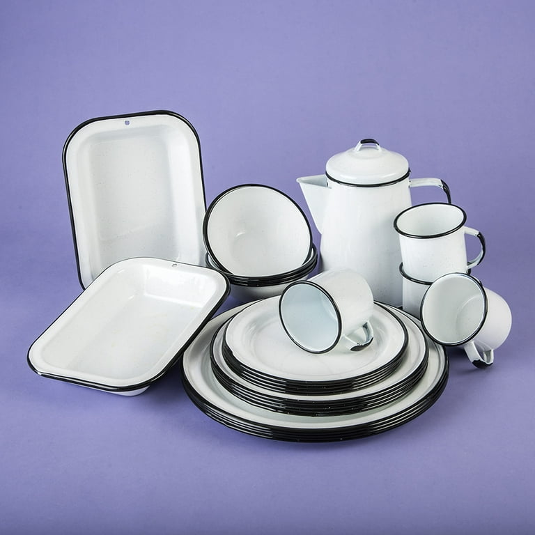 Free Shipping! Cinsa 23 Piece Enamelware Dinnerware Set for Free Shipping! Cinsa 23 Piece Enamelware Dinnerware Set for