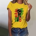 thumbnail image 2 of DDAPJ pyju Black History Month T-shirts for Women Short Sleeve African American Country Celebration Tee Shirts Color Block Printed Casual Round Neck Tee Tops Yellow XL, 2 of 5