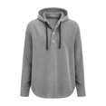thumbnail image 5 of Corduroy Hoodies for Men 2026 Fall Winter Long Sleeve Casual Plain Loose Hooded Sweatshirt Mens Pullover Top, 5 of 5