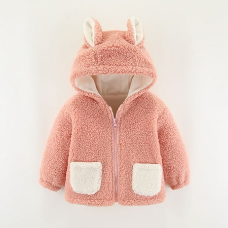 

XMMSWDLA Clearance Baby Outerwear Newborn Infant Baby Boys Girls Solid Color Plush Cute t Winter Hoodie Coat Jacket Outfit Plush Cute Bear Ears