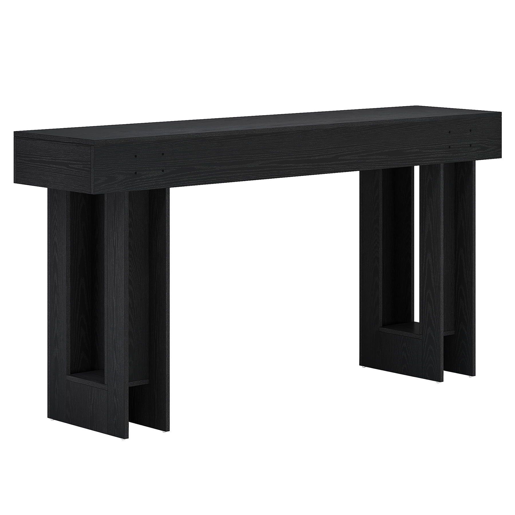 Fnova 63" Long Console Table, 2-Tier Wooden Narrow Rectangular Sofa Table Behind Couch, Farmhouse Entryway Table for Entrance, Hallway, Living Room