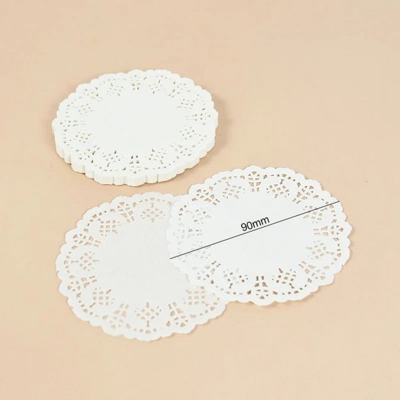 100Pcs Round Paper Lace Doilies Cake Placemat Party Wedding Baking Decoration