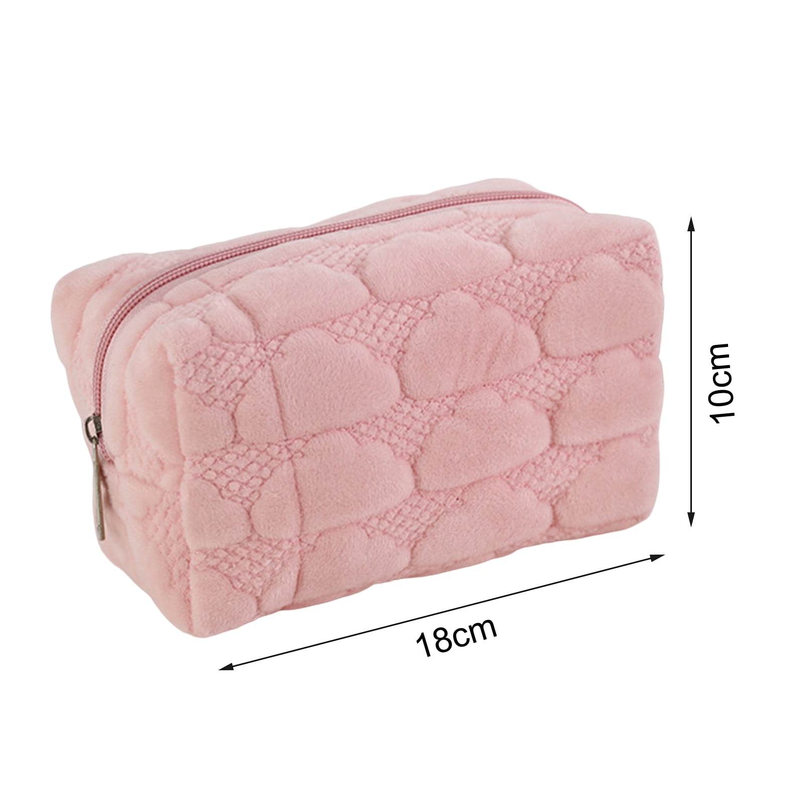 Makeup Bag High Capacity Comfortable Touch Dust-proof Portable Cloud Shape Soft  Plush Cosmetic Handbag for Daily Use,White 