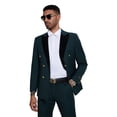 thumbnail image 2 of Tazzio Skinny Fit Double Breasted 2pc Suit Set with Velvet Peak Lapel, 2 of 4