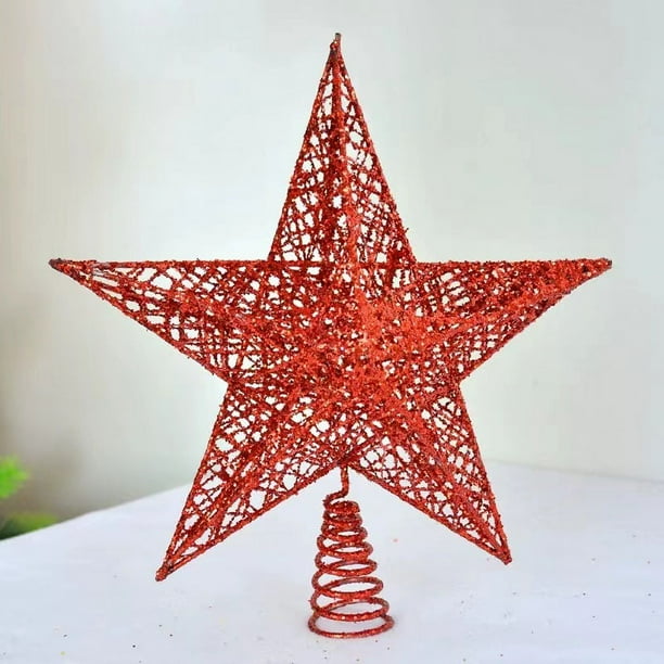 Red Christmas Tree Star Christmas Decoration Topper Glitter Christmas Hanging Christmas Tree