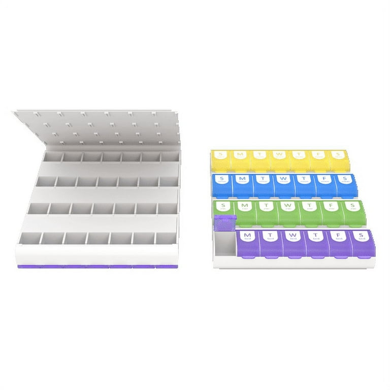 Ezy Dose Weekly (7-day) Pharmadose Pill Organizer, Easy Fill Tray, 4 Times  A Day, Assorted Colors (medium) : Target
