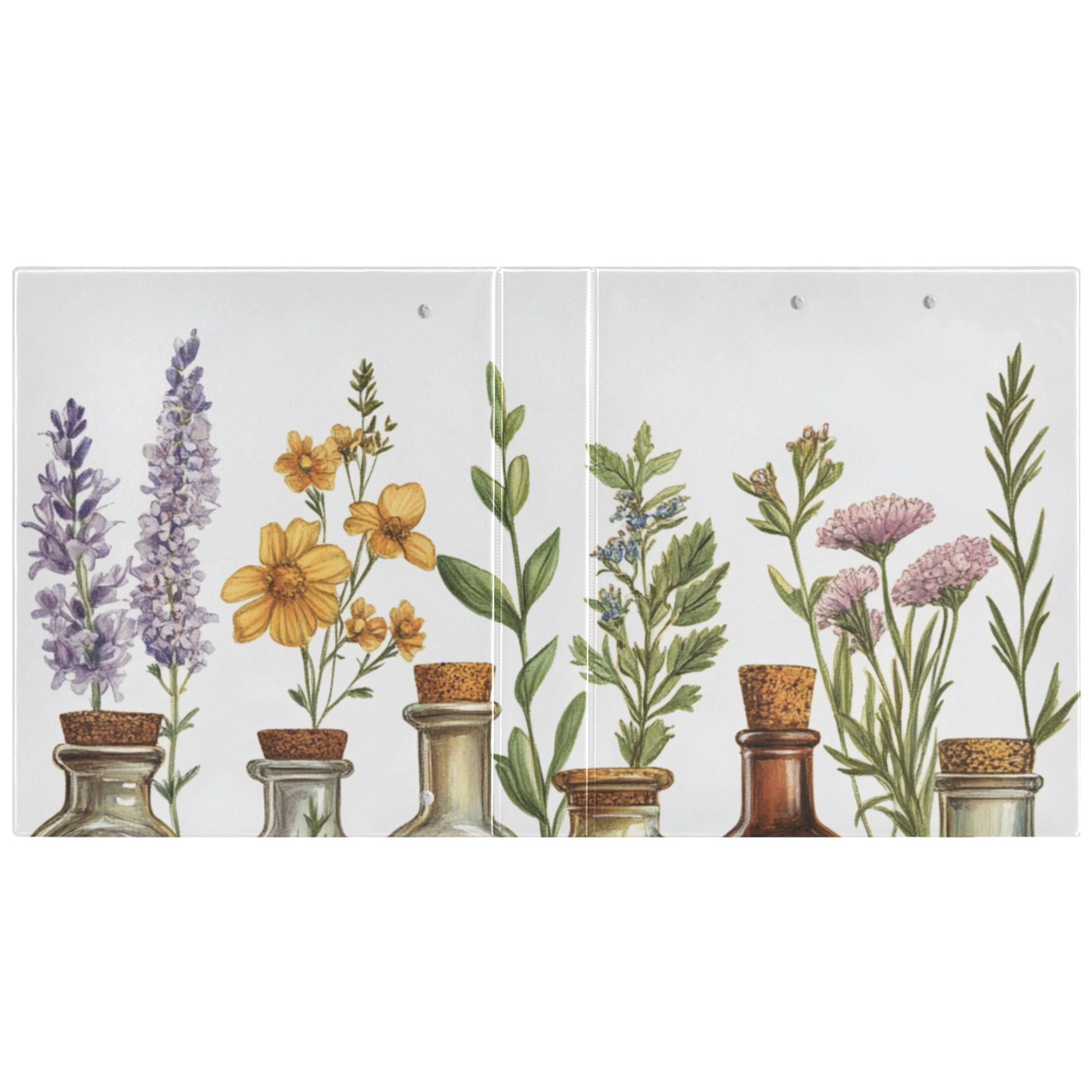 Drinks and Flowers Herbs 3 Ring Binders 1.5 inch Hardcover File Folders with Interior Pockets A4 Size Organizer for School Office Hospital