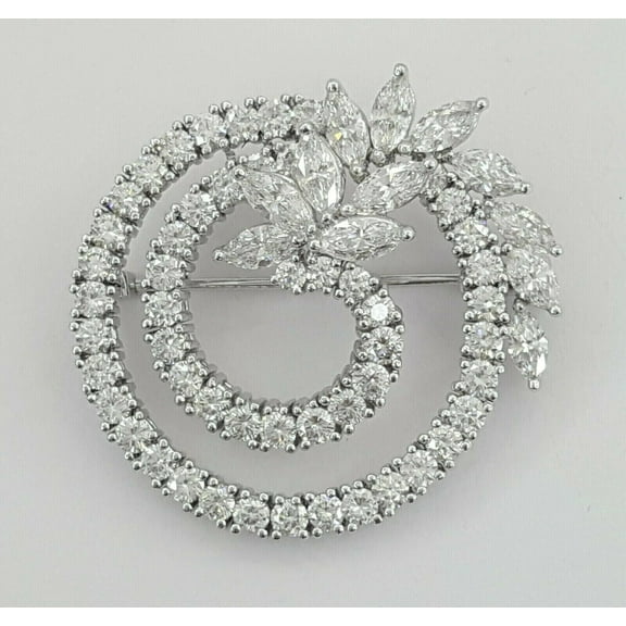 Shree Diamonds 3.00 Ct Lab Created Diamond Brooch Pin for Women Wedding & Party 14K White Gold Plated