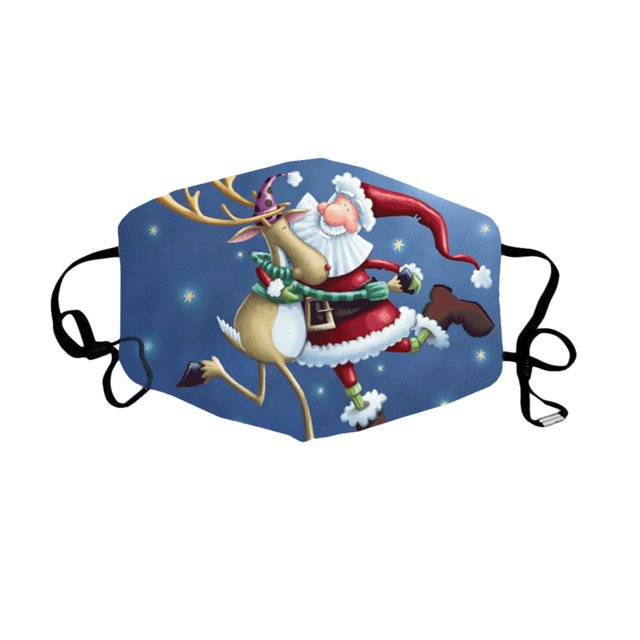 relayinert Christmas Themed Face Mask Dustproof Breathable Printing Mask with Elastic Ear Band Type 7