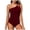 E Red, variant on Venzia Women One Shoulder One Piece Swimsuit, Cutout Ruched Tummy Control Bathing Suit with Side Drawstrin
