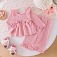 thumbnail image 2 of KPOPLK Baby Girl Clothes Toddler Outfit 2Pcs Fall Winter Outfit Clothing Set Girl Tops Pants Set Long Sleeve Kids Clothing,Size 12-18 Months, 2 of 9