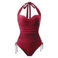 thumbnail image 2 of Women One Piece sexy Swimsuit Tummy Control Slimming Push Up Bra Bathing Suits Wrap Spin 1 Piece Swimwear, 2 of 8