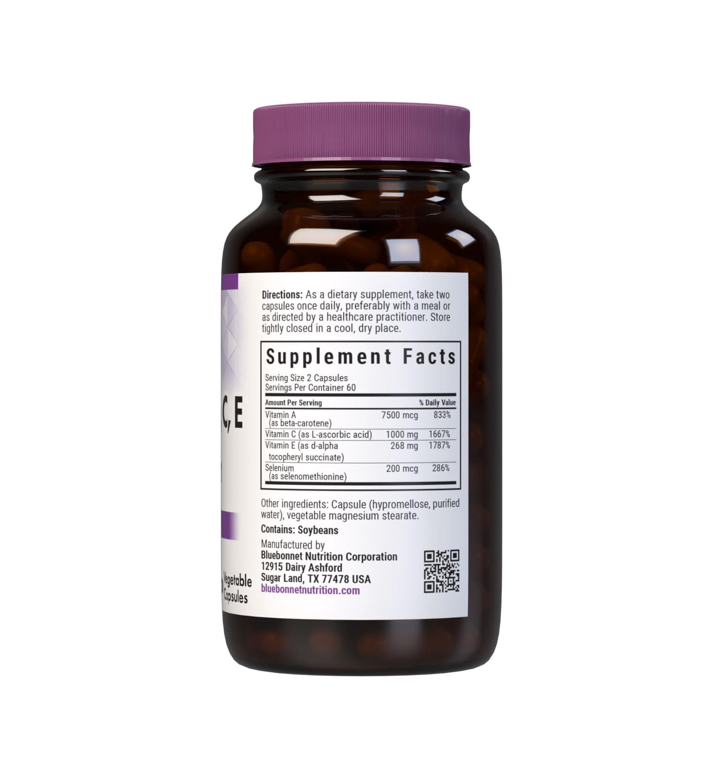 Bluebonnet Nutrition Beta Carotene C & E Plus Selenium Vegetarian Capsules, 120 Count