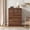 Brown, variant on ASTUVIA 6 Drawers Dresser for Bedroom, 49.2" W Modern Chest of Drawers with Curved Profile Design, Mid Century Fluted Storage Dressers Organizer,Natural