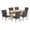 Multibrown/Teak, variant on GDF Studio Lindy Outdoor Wicker and Acacia Wood 7 Piece Dining Set, Multibrown and Teak