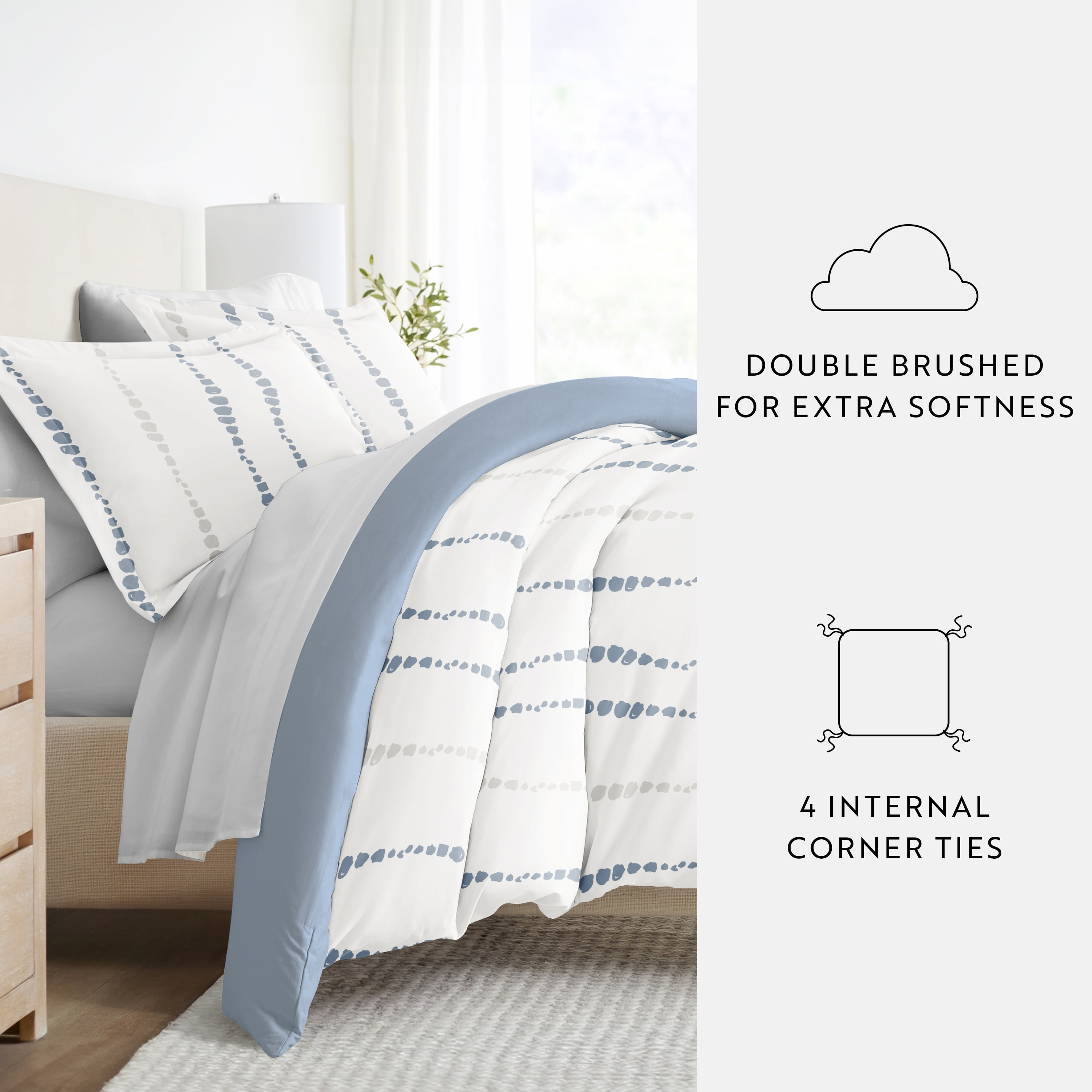 Noble Linens 7 Piece Patterned Duvet Bedding Bundle, Urban Vibe Navy, Twin