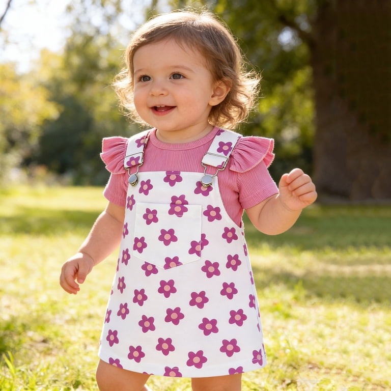 pink denim pinafore dress Pink Denim Frill Dress  Marquise