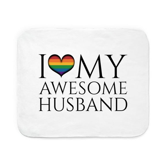 CafePress - I Heart My Awesome Husband Gay Pride Typography Lo - Sherpa Fleece Throw Blanket 60" x 50"