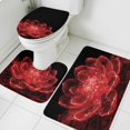 thumbnail image 3 of Red Black Floral Bath Mat 3 Piece Bathroom Rug Set, Modern Minimalist Gradient Flowers Non Slip Bath Rug Contour Mat and Toilet Lid Cover, Absorbent Shower Mats Soft Bath Rugs and Mats Sets, 3 of 8