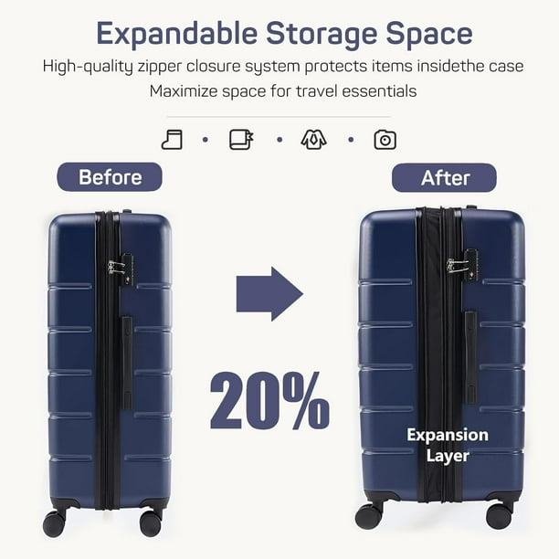 BBB  3箱セット 3 Piece Luggage Sets,Expandable ABS Lightweight Hardshell Spinner