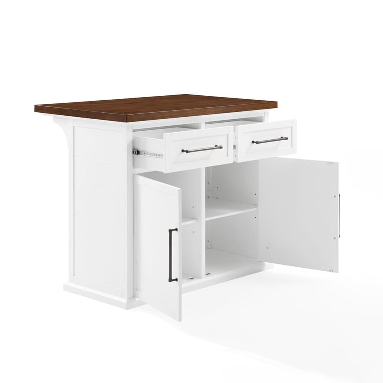 Crosley Furniture Bartlett Modern Kitchen Island, Wood Countertop 