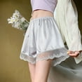 thumbnail image 5 of Women Ice Silk Half Slip Shorts for Under Dresses Lace Edge Underpants Safety Pant Wide Leg Loose Pettipants Knickers, 5 of 8