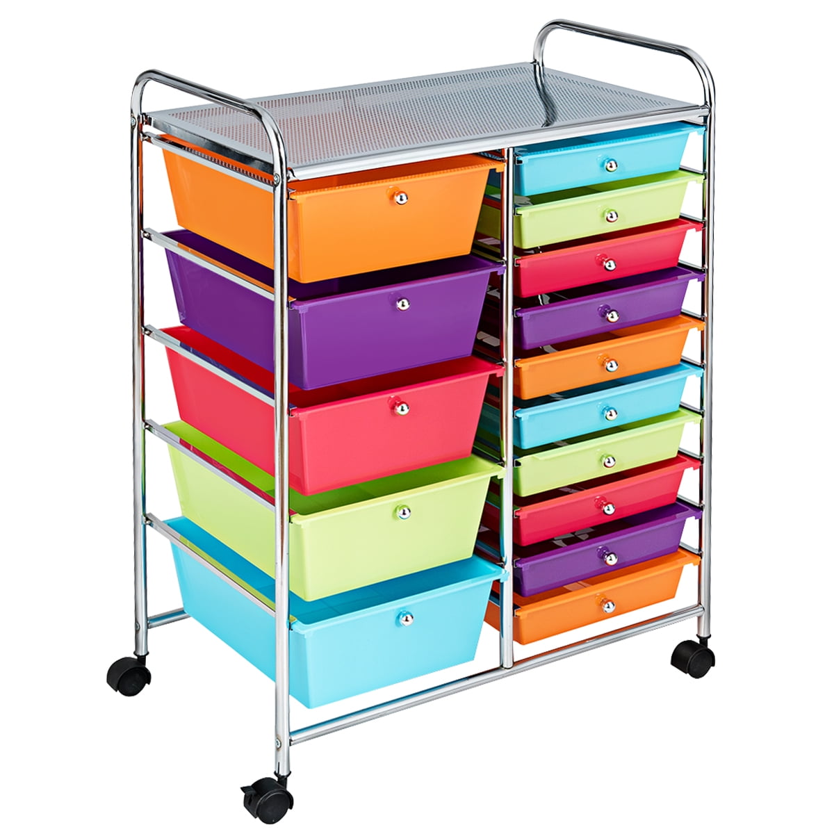 Mobile Organizer, 20 Drawers, 25 x 38 x 15-1/4 Inches, Multiple Colors