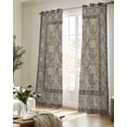 thumbnail image 5 of Grey Boho Sheer Curtains 84 Inch Length 2 Panels Set for Living Room/Bedroom, Vintage Ethnic Tribe Abstract Art Floral Kitchen Curtains Grommet Semi-Sheer Curtains Drapes Window Treatments 52"x84"x2, 5 of 7