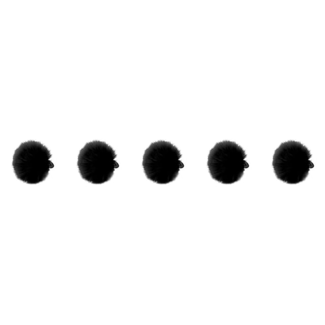 Guardoinrt New Faux Pompom Ball Hair Scrunchie Elastic Ponytail Holder Hair Band black s 5Set