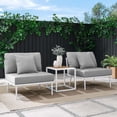 thumbnail image 2 of Lounge Chair Table Set, White Grey Gray, Aluminum, Metal, Fabric, Modern Contemporary, Outdoor Patio Balcony Cafe Bistro Garden Furniture Hotel Hospitality, 2 of 10
