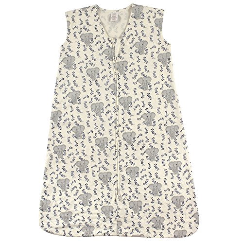 Touched by Nature Baby Organic Cotton Sleeveless Wearable Sleeping Bag, Sack, Blanket, Elephant, 6-12 Months
