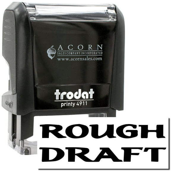 Self-Inking Bold Rough Draft Stamp, Trodat Printy 4911, Press and Print Stamping, Impression Size 5/8" x 1-1/2", Up to 10,000 Impressions - Black Ink