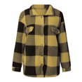 thumbnail image 5 of Women's Jacket Wool Lamb Plaid Shirts Long Sleeve Flannel Lapel Button Down Cardigan Boyfriend Shacket Lightweight Outerwear, 5 of 5