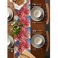thumbnail image 2 of 4th of July Flower Table Runner Cotton Linen 72 Inch Holiday Dresser Scarves, Poppy Patriotic Red Blue USA Flag Tablerunner for Kitchen Coffee Dining Bedroom Living Room Dinner Scarf Décor 13''x72'', 2 of 9