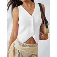 thumbnail image 3 of Sweater Vest Women Spring Summer Casual V Neck Sleeveless Button Down Waistcoat Knit Tank Tops, 3 of 4