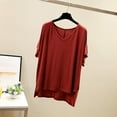 thumbnail image 2 of Olyvenn Womens Casual Solid Color Tees Shirts V-Neck Batwing Sleeves Sport Blouses Basic Loose Fit Breathable Comfy T-Shirt Red 10, 2 of 3