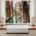 thumbnail image 2 of Ambesonne Venice Kitchen Curtains, Famous Water Canal Boats, 55"x45", Cinnamon Jade Green, 2 of 3