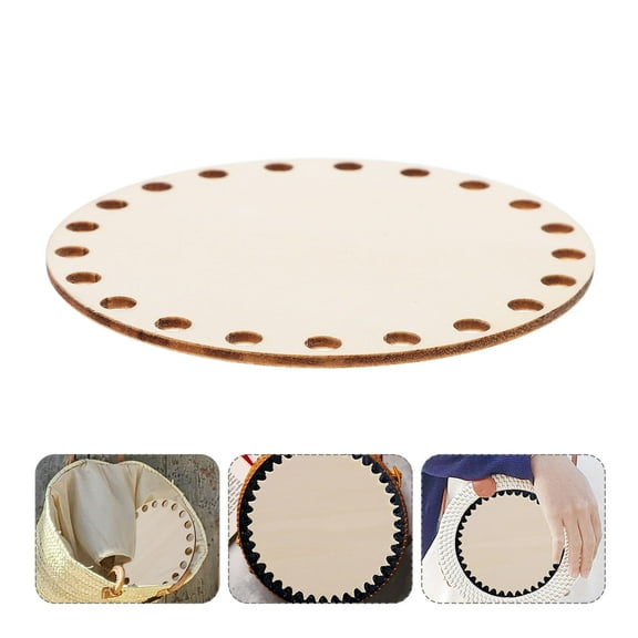 ELAYARD Beige Wooden Round Base for Crochet Basket and Bag Making Supplies