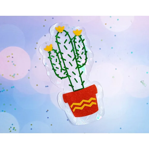 Cactus Sticker Window Cling Suncatcher Decal Apartment Decor Reusable
