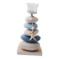 thumbnail image 4 of Candelabro de piedra náutica, soporte para velas de pilar de playa mediterránea costera para Azul Blanco, 4 of 9