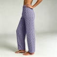thumbnail image 5 of Kaemgyyd Women's Pajama Pants Elastic Waist Fleece Pj Bottoms Texture Loungewear Trousers Comfy Soft Straight Leg Pants（Purple,One Size）, 5 of 7