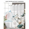 thumbnail image 6 of No Hook Shower Curtain with Snap-in Liner, Teal Tulip Butterfly Waterproof Fabric Bathroom Curtains, Beige Turquoise Floral Grey Wooden Bath Curtains & Mesh Top Window Stand Up Stall 36"x72", 6 of 9