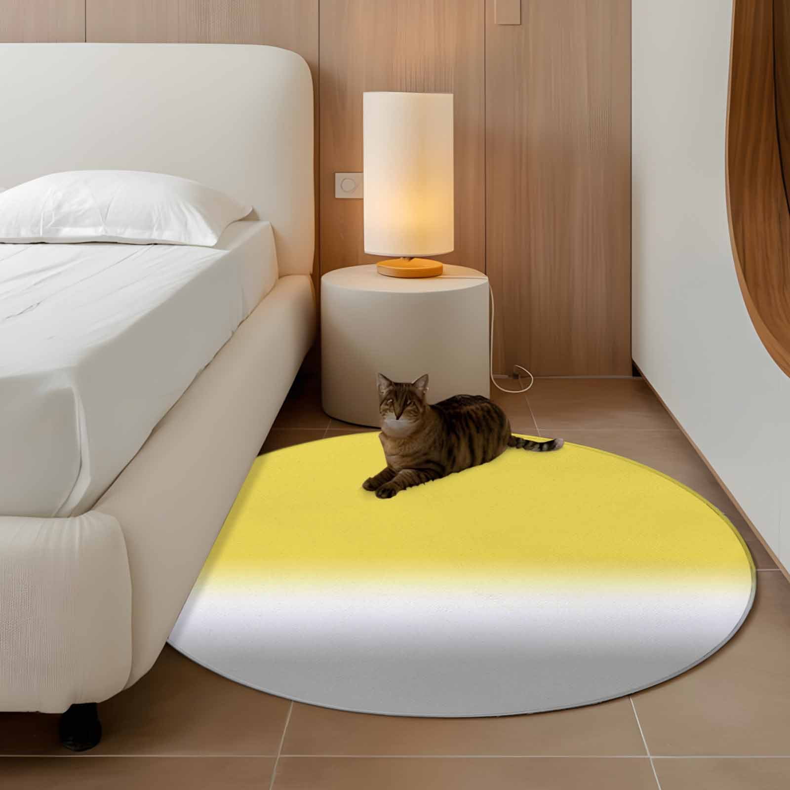Yellow White Grey Ombre Round Area Rug 4 FT, Non Slip Indoor Outdoor Rug, Modern Abstract Aesthetics Washable Soft Circular Carpet Non-Shedding Floor Mat for Coffee Table Nursery Foyer Balcony