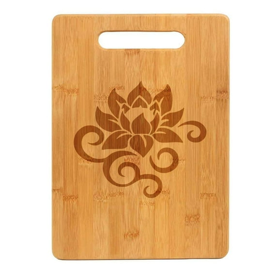 Bamboo Wood Cutting Board Lotus Flower Scroll