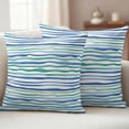 thumbnail image 3 of 2 Pack Outdoor Waterproof Throw Pillow Covers,Oceans Style Striped Decorative Square Pillow Case Patio Pillowcases for Chair Couch Sofa 16x16in, 3 of 9