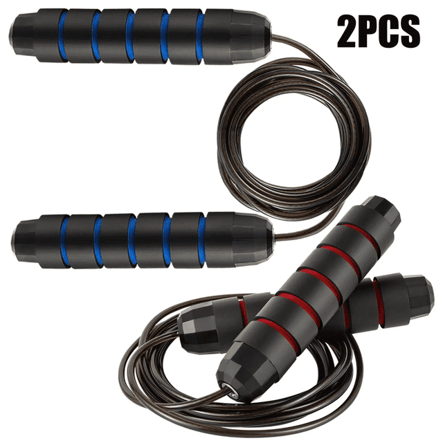 HLONK Jump Rope 2-Pack (Blue + Red) Ball Bearing -Free Design High-Speed Jump Rope for Comprehensive Fitness Training for Adults and Kids