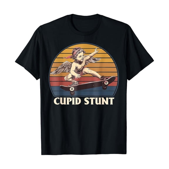 XIAOCHA Mens Graphic T Shirt Short Sleeve Retro Cupid Skateboard Tee Lightweight Vintage Casual Tshirt